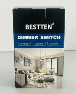 BESTTEN Interrupteur variateur simple SLIM, simple pôle ou 3 voies, blanc 120v - Photo 1/8