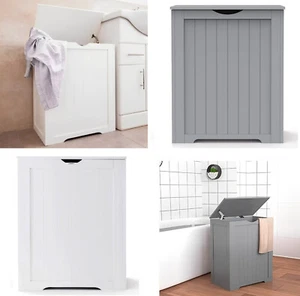 Multi-Purpose Wooden Laundry Hamper Cabinet Lid Clothes Storage Toy Box - Picture 1 of 21