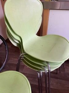 Used Green retro chairs, stackable, - Picture 1 of 5
