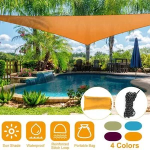 Sun Cover Shade Sail Garden Patio Awning Canopy Waterproof UV Triangle Outdoor - Picture 1 of 29