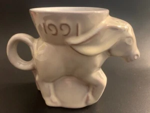 Frankoma 1991 cerámica esmaltada político demócrata "DEM." TAZA BURRO MARFIL MOTEADO - Imagen 1 de 7