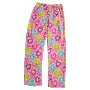 Pajama Pants Women Plush Fleece Sleep Wear Fuzzy PJ, Donut Hearts, Junior Small - Picture 1 of 1