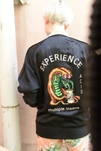 【Sukajan】Black Weirdos Satin Jacket Sukajan Black - Picture 1 of 13