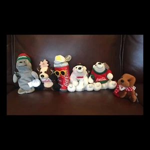 1997 Set Of 6 Coca-Cola Bean Bag Plush Licensed Toys W/Tags - Imagen 1 de 11