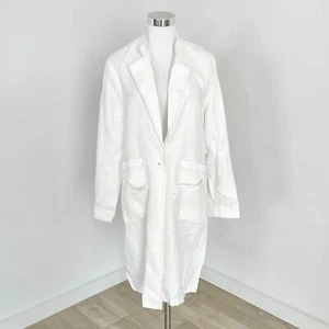 Verge Vienna 100% Linen Duster Coat Mid Length Single Button White Size S New - Picture 1 of 10