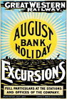 84668 Vintage August Bank Holiday Excursions GWR Wall Print Poster AU
