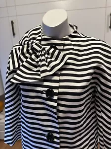 Kate Spade Coat BowSz XS Blk White Stripe Ret$628. - Picture 1 of 4