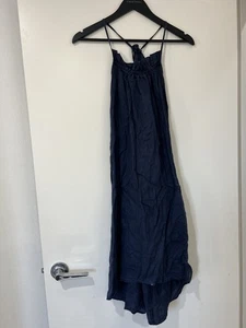 Haven Women's Tank Dress 100% Linen Navy Blue One Size - Picture 1 of 10