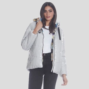 Members Only Silver Hi-Shine Looney Tunes Print Lining Quilted Puffer Jacket - Bild 1 von 10