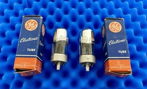 GE General Electric 7N7 Vacuum Tubes/STRONGBlack Plate 1951 Tall Boy Loctal 6SN7 - Picture 1 of 11