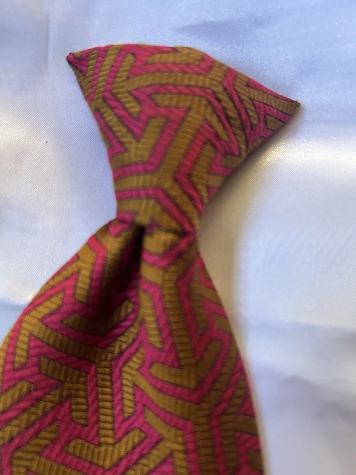 复古 Mr.John Snapper 夹子/扣式领带纹理/编织金色和粉红色花式时髦 — 第 1/4 张图片