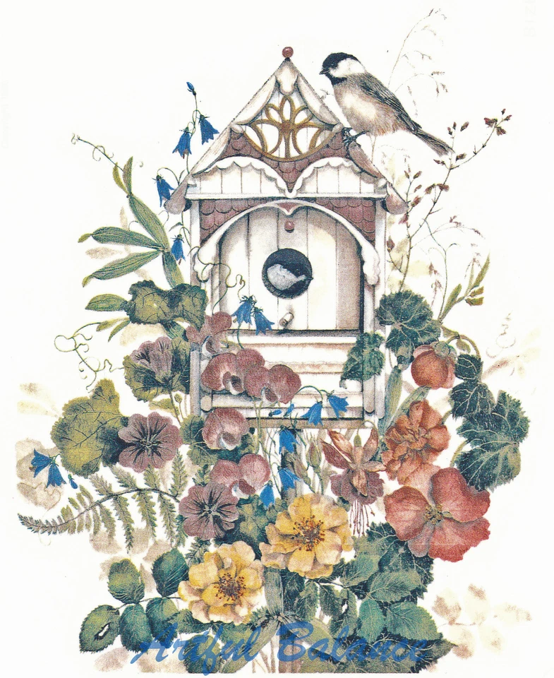 Calcomanías de cerámica escena floral victoriana para pájaros pajarera Foto 1 de 1