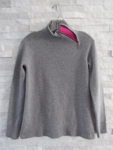 Garnet Hill grau & rosa 100 % Kaschmir Reißverschluss Stehkragen kuscheliger Pullover XS - Bild 1 von 5