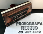 Poignée en bois timbre en caoutchouc vintage 'ENREGISTREMENT PHONOGRAPHIQUE ne pliez pas' vinyle album courrier