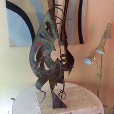 MIDCENTURY MODERN BRUTALIST 42"x21" ABSTACT IMPRESSIONIST COPPER SCULPTURED BIRD