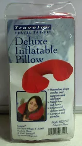 Travelon 22050-20 Deluxe Inflatable Pillow - Red Polyester Fleece - Picture 1 of 1