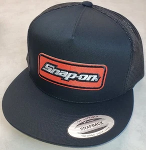 Snap-on Patch Yupoong Trucker Hat /YP Classic 6006/5 Panel Snapback Black/Black - Picture 1 of 8