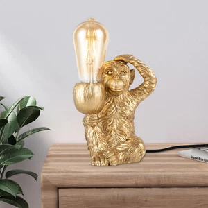 Modern Gold Table Lamp Resin Sitting Monkey Desk Lamp Lighting Fixture Decor 60W - Picture 1 of 22