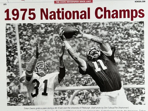 1975 Oklahoma Sooners Football National Champs The Oklahoman Mini Poster #5 Cover