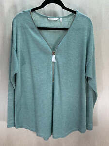 NWOT - SOFT SURROUNDINGS sage green Valentina Zip Sweater - 1X