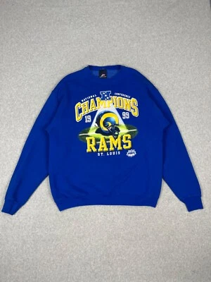Vtg St Louis Rams Sweatshirt Mens XL Blue 99 NFC Champs Los Angeles Pro Player - Image 1 of 4