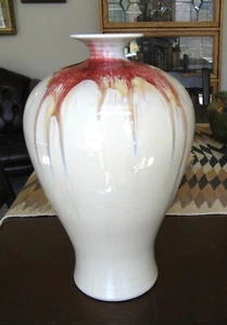 Vintage 20th Century Chinese Jingdezhen Porcelain Vase Drip Glaze - Picture 1 of 8