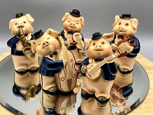 Vintage Pig Orchestra Five Resin Figurines Ornaments - Picture 1 of 11