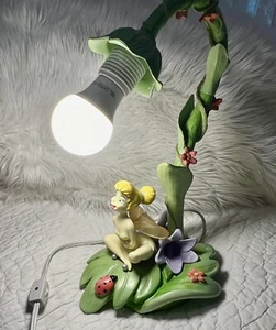 Disney 2006 Vintage Tinkerbell Desk Table Lamp Fairy Ladybug Read - Picture 1 of 17