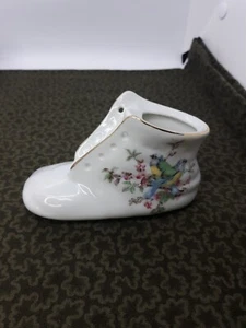 Vtg♡Baby Shoe♡Planter♡Succulent♡Vase♡Applied Pair of Birds♡Porcelain♡Mini♡Japan - Picture 1 of 3