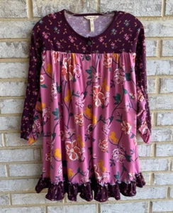 Matilda Jane Long Sleeve Floral Print Ruffle Shirt Dress Girls Size 12 - Picture 1 of 6