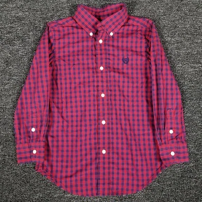 Camisa Abotonada Niños 6 Chaps Rojo Cuadros Escuela Preppy Informal 28" Pecho Foto 1 de 4