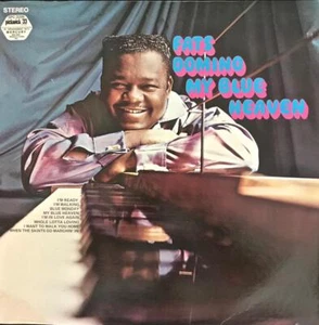 TARJETA AUTÓGRAFA FATS DOMINO FIRMADA A MANO con LP ÁLBUM "MY BLUE HEAVEN" - Imagen 1 de 3