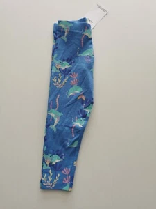 M&S Cotton Rich Dolphin Print Leggings. Age 2-7 years, Blue - Picture 1 of 5