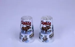 Salero y pimentero vintage animales salvajes de Canadá cerámica alce raro etc. - Imagen 1 de 6