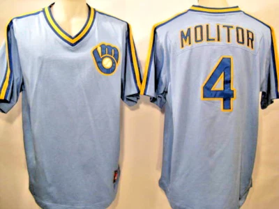 Camiseta deportiva para hombre Paul Molitor Milwaukee Brewers azul cielo colección Nike Cooperstown Foto 1 de 4