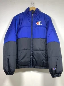 Champion Puffer Jacket Mens Medium Blue And Black - Picture 1 of 14