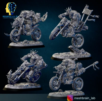 MESHBRAIN LAB Wasteland Biker Orks squad of 4 MBL-072