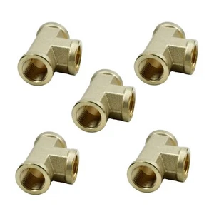 Female Pipe Tee Fitting 1/4 x1/4 x1/4 NPT Female T-fitting 3 Ways Connector 5Pcs - Picture 1 of 4