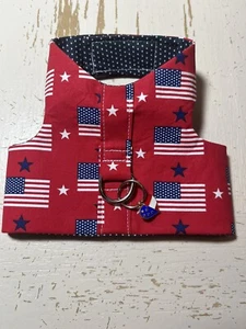 Handmade Dog Harness vest USA Flag July 4th Memorial Day Charm Size XS 3120 - Picture 1 of 1