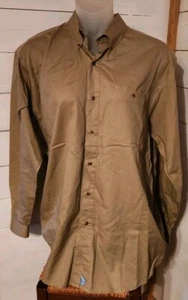 Bugle Boy Shirt Mens LlT Button Down Long Sleeve Breast Pockets Brown - Picture 1 of 4