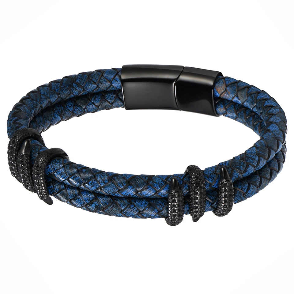 Мужской готический панк коготь из нержавеющей стали плетеный кожаный браслет браслет повязка на запястье - Изображение 1 из 1