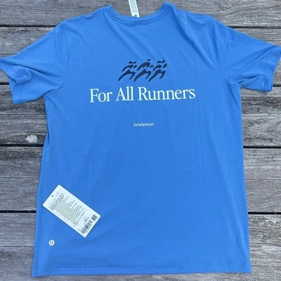Lululemon 球衣短袖衬衫跑步图形泳池派对 T 恤蓝色 8 码全新带标签 — 第 1/4 张图片