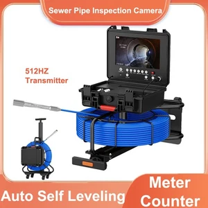 9" Pipe Inspection Camera w/ Trolley Pull Rod 7mm Endoscope 512HZ Self-leveling - Picture 1 of 23