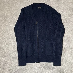 Allsaints Shetland Zip Wool Cardigan Mens Size Medium Cable Knit - Picture 1 of 10