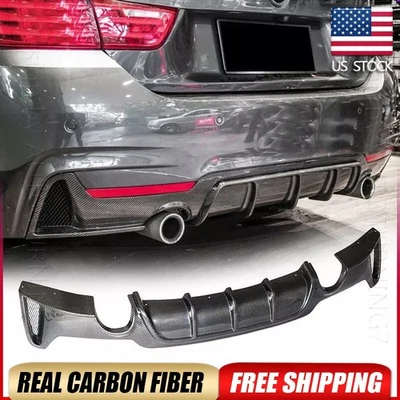 REAL Carbon Rear Bumper Diffuser Spoiler Fits BMW F32 F33 F36 435i 440i M Sport - Image 1 of 4