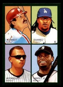 2009 UD Goudey 4-In-1 Blue & Green #12 Mike Schmidt-Manny Ramirez-Ken Griffey Jr - Picture 1 of 5