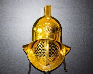 Halloween Gladiator Brass Murmillo Helmet SCA Combat Helmet WEEKEND SALE - Picture 1 of 4