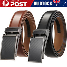 Men's Genuine Leather Ratchet Dress Belt 1 1/8" Wide with Automatic Click Buckle
