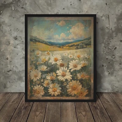 Vintage DAISIES Wall Art, APRIL Birth Flower Daisy Decor, Birthday Botanical Art - Image 1 of 4