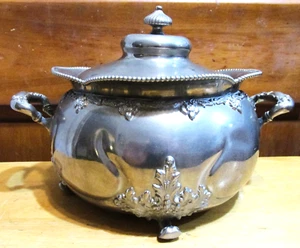 Antique Sheffield Quadruple Silverplate Footed Serving Bowl Urn - Picture 1 of 7